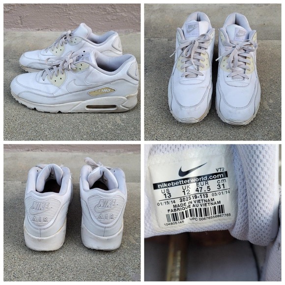 Nike Other - Nike True White Air Max 90 Leather Shoes
